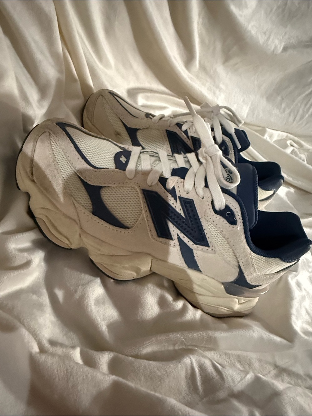 New Balance Kids White and Navy Chunky Athletic Sneakers